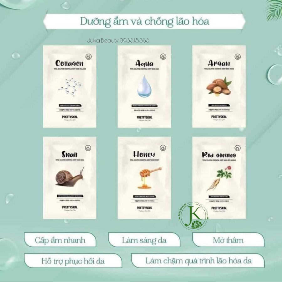Mặt Nạ Dưỡng Da Cấp ẩm Toàn Diện PrettySkin Total Solution Essential Sheet Mask 23g