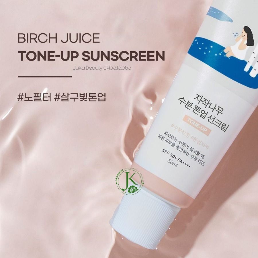 (HỒNG) Kem Chống Nắng Nâng Tone Round Lab Birch Juice Moisturizing Tone Up Sunscreen SPF50+ PA++++ 50ml