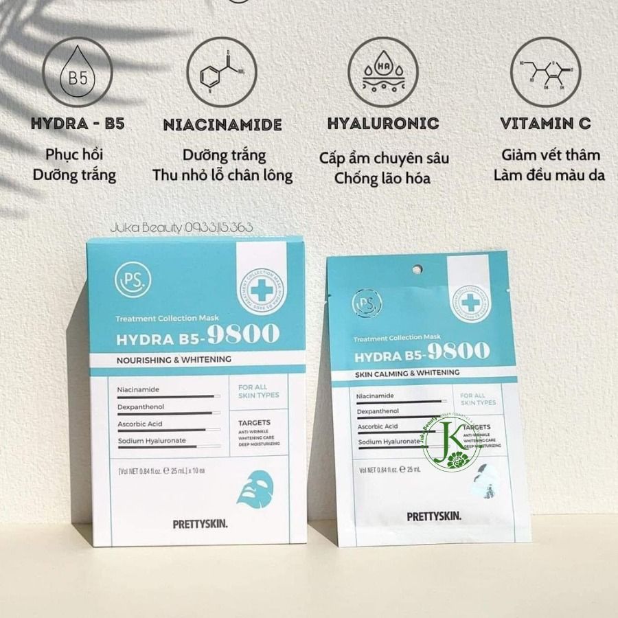 Mặt Nạ Giấy Phục Hồi, Dưỡng Trắng PrettySkin Treatment Collection Mask Hydra B5-9800 25ml (1 miếng)