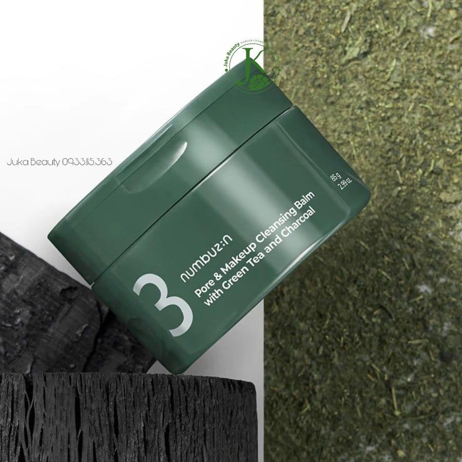 Sáp Tẩy Trang Sạch Mụn Đầu Đen Numbuzin No.3 Pore & Make Up Cleansing Balm With Green Tea And Charcoal 85g