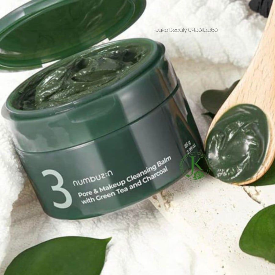 Sáp Tẩy Trang Sạch Mụn Đầu Đen Numbuzin No.3 Pore & Make Up Cleansing Balm With Green Tea And Charcoal 85g