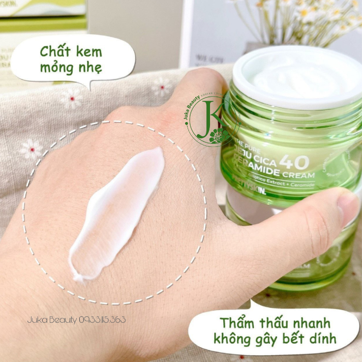 Kem Dưỡng Rau Má, Dưỡng Trắng PrettySkin The Pure Jeju Cica 40 Ceramide Cream 52ml