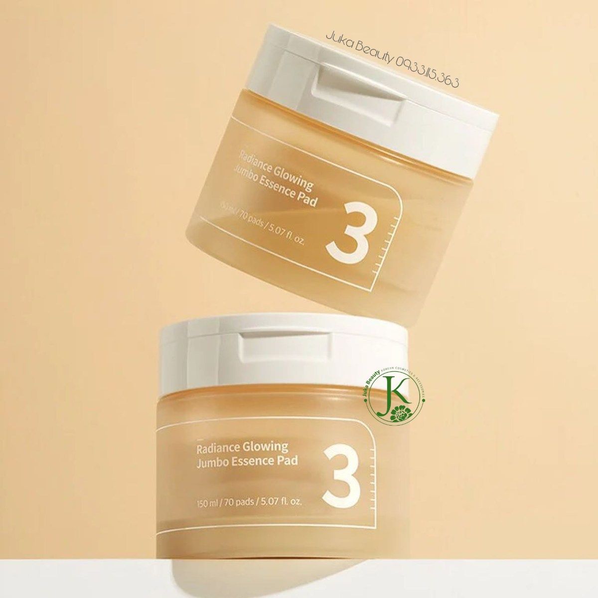 Toner Pad Dưỡng ẩm, Dưỡng Sáng Da Numbuzin No.3 Radiance Glowing Jumbo Essence Pad 150ml (70 miếng)