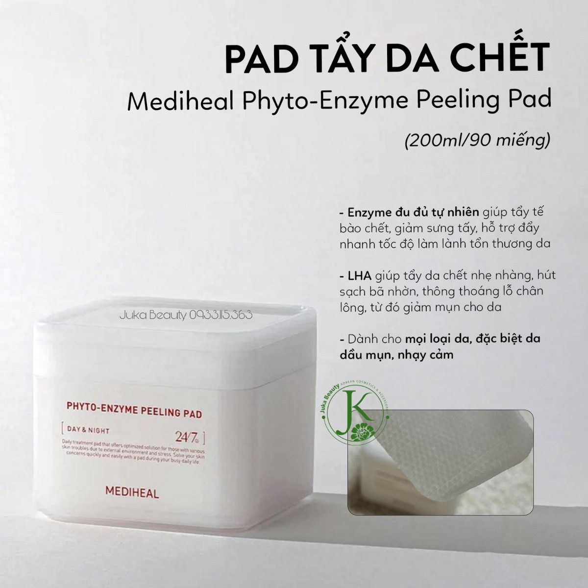 Miếng Bông Tẩy Da Chết, Dưỡng ẩm Mediheal Phyto Enzyme Peeling Pad 200ml (90 miếng)