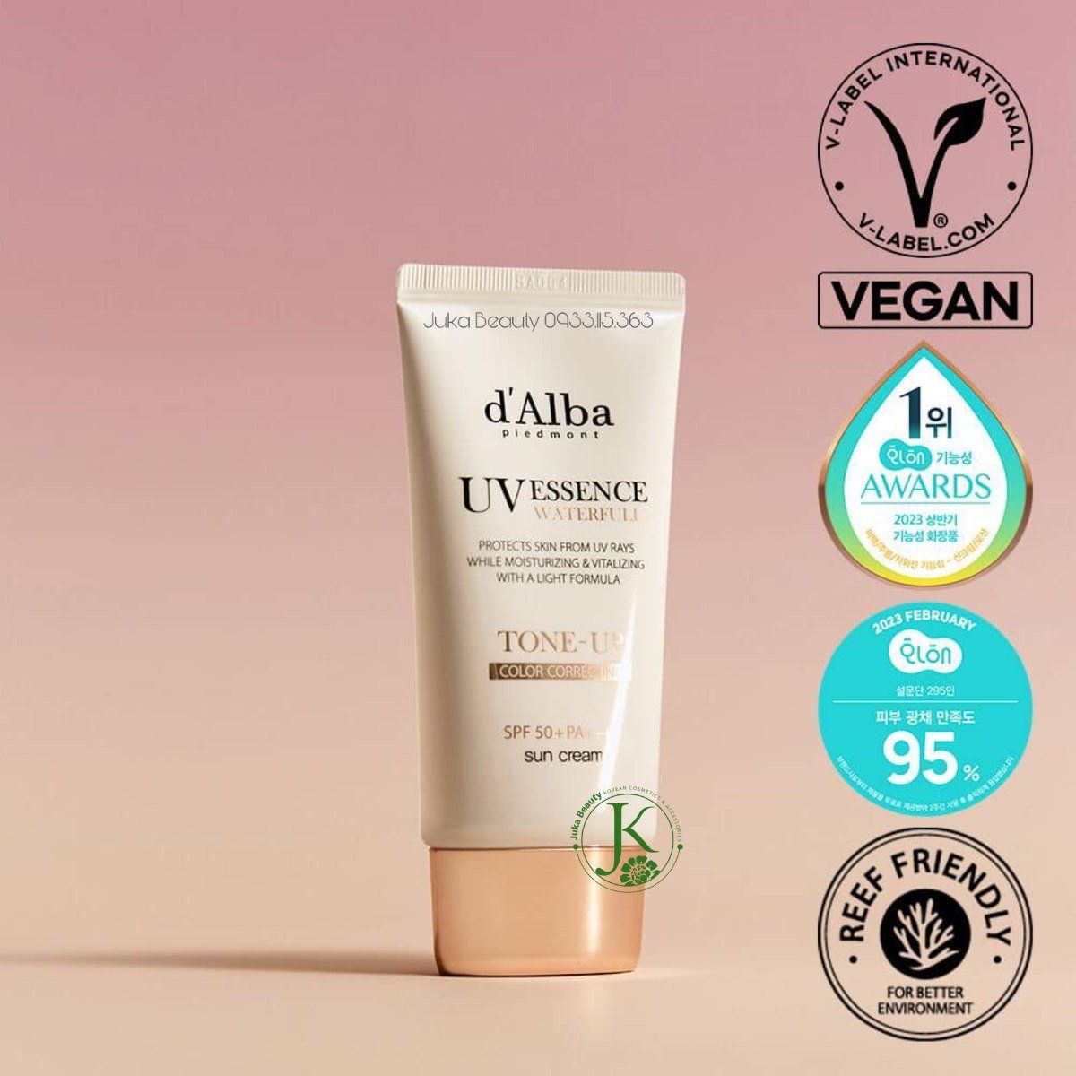 (HỒNG) Kem Chống Nắng Nâng Tone Tự Nhiên d'Alba Waterfull TONE UP PINK Correcting Sun Cream SPF50+ PA++++
