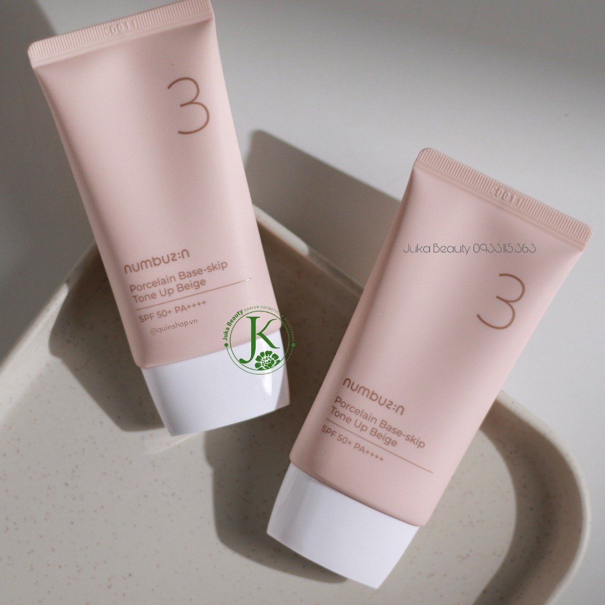 Kem Chống Nắng Nâng Tone Da Numbuzin Porcelain Base Skip Tone Up Beige No.3 50ml