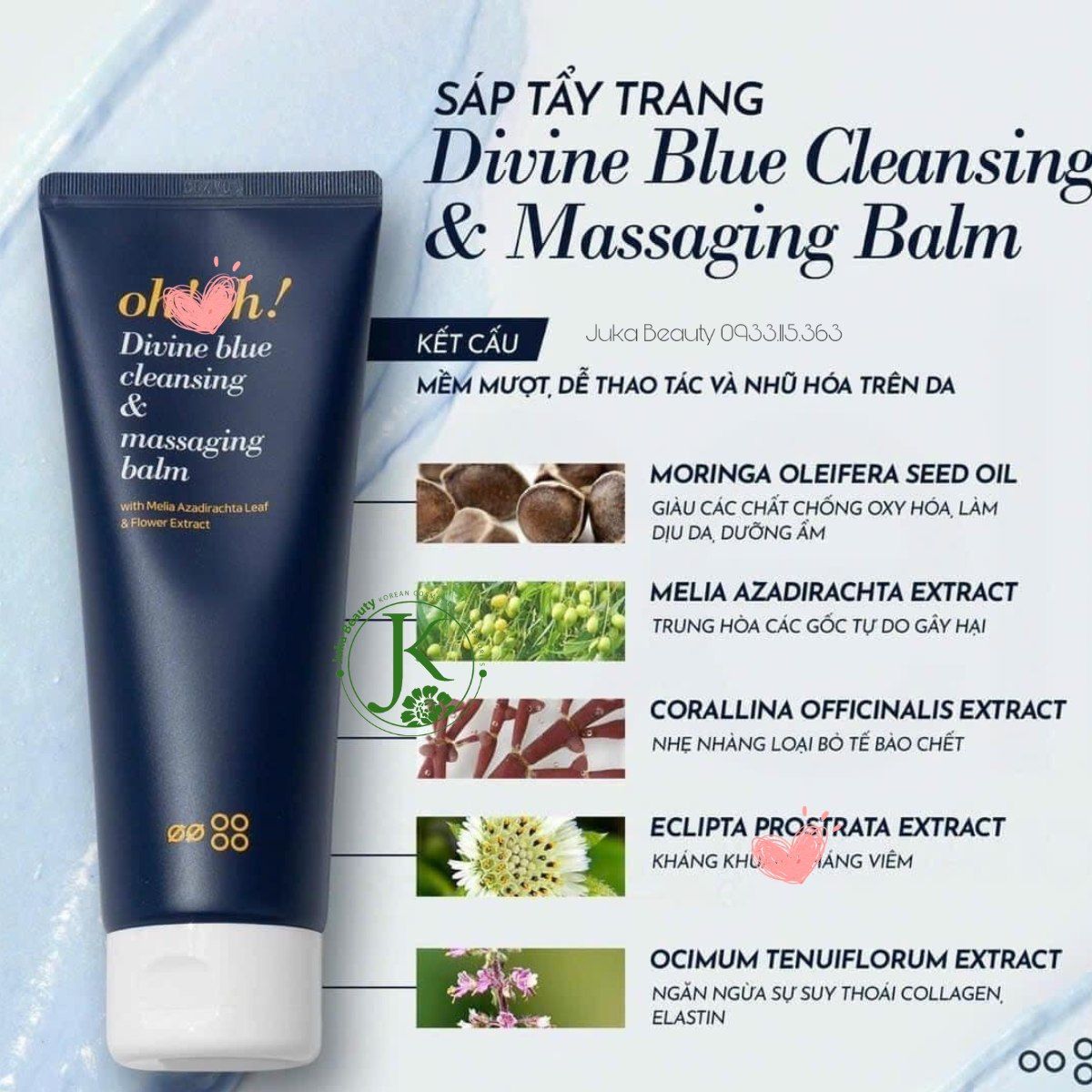 Sáp Tẩy Trang Làm Sạch Sâu, Trẻ Hóa Da Oh! Oh! Divine Blue Cleansing & Massaging Balm 150ml