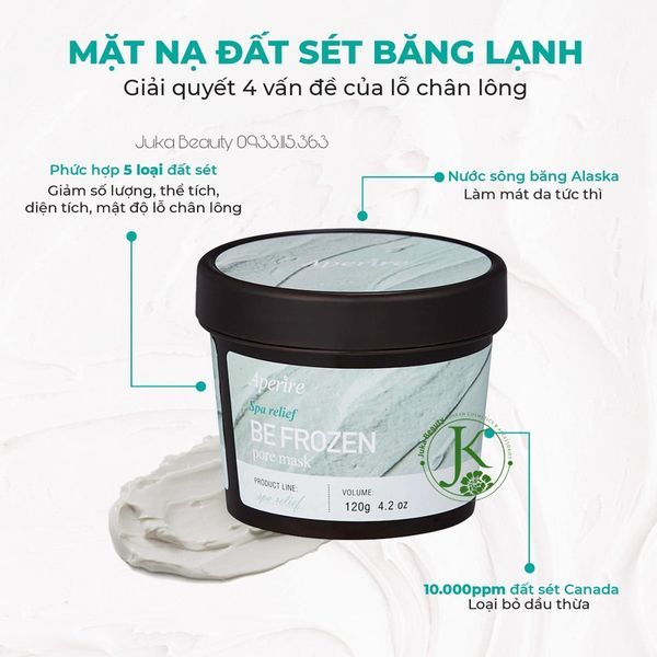 Mặt Nạ Đất Sét Thu Nhỏ Lỗ Chân Lông, Điều Tiết Dầu Thừa Aperire Spa Relief BE FROZEN Pore Mask 120g