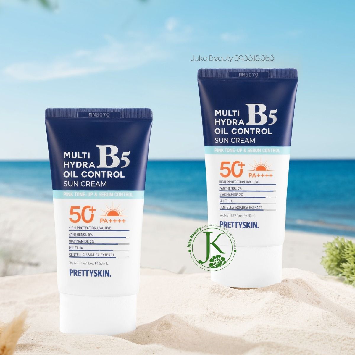 Kem Chống Nắng Kiềm Dầu, Nâng Tone Tự Nhiên Prettyskin Multi Hydra B5 Oil Control Sun Cream SPF50+ PA++++ 50ml