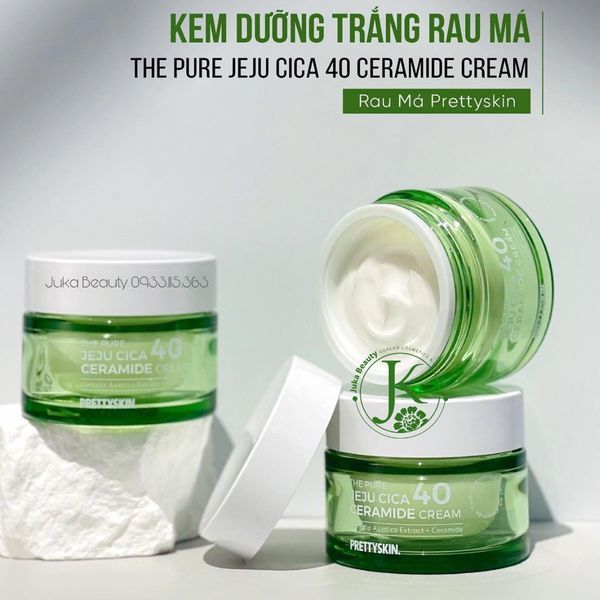 Kem Dưỡng Rau Má, Dưỡng Trắng PrettySkin The Pure Jeju Cica 40 Ceramide Cream 52ml