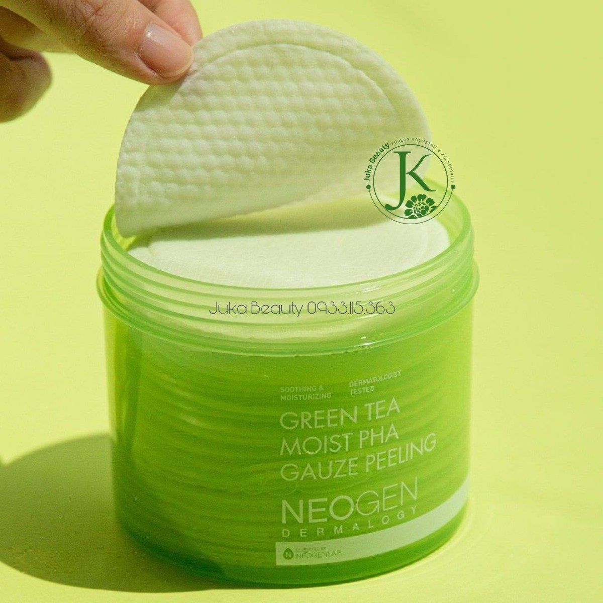 Toner Pad Trà Xanh, Tẩy Da Chết Neogen Green Tea Moist PHA Gauze Peeling 190ml (30 Miếng)