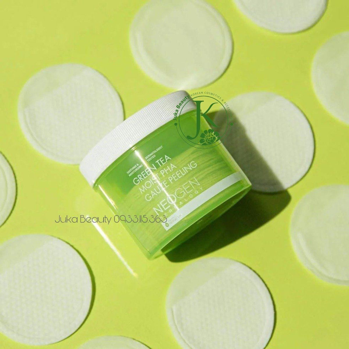 Toner Pad Trà Xanh, Tẩy Da Chết Neogen Green Tea Moist PHA Gauze Peeling 190ml (30 Miếng)