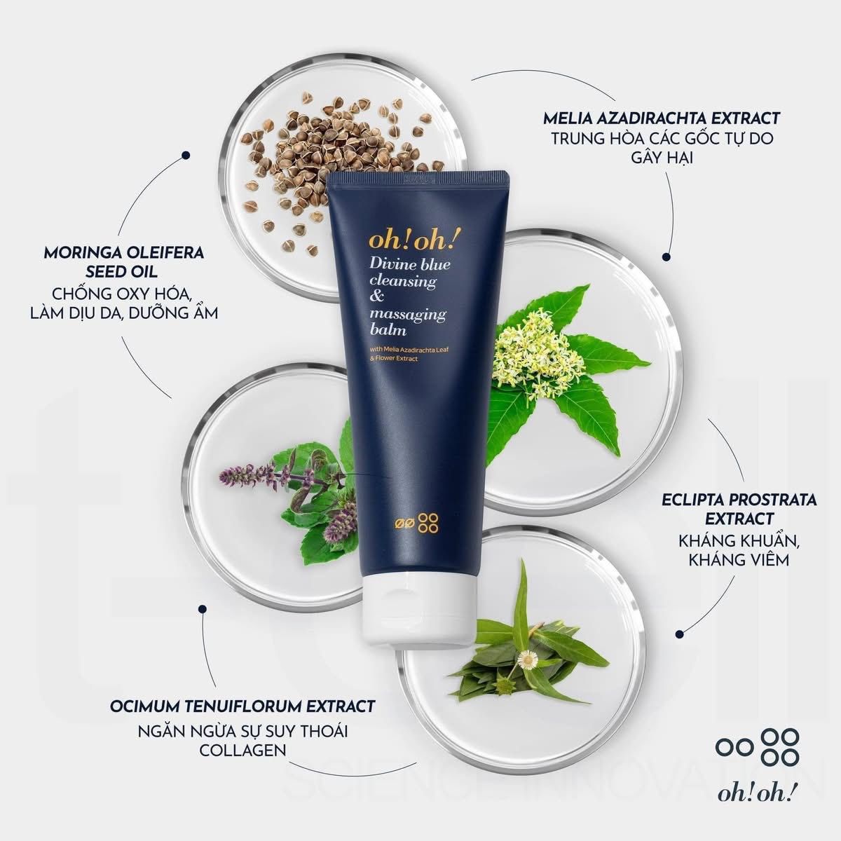 Sáp Tẩy Trang Làm Sạch Sâu, Trẻ Hóa Da Oh! Oh! Divine Blue Cleansing & Massaging Balm 150ml