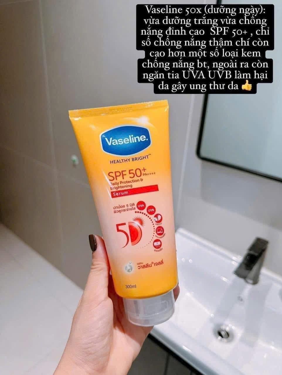 Sữa Dưỡng Thể Dạng Serum Chống Nắng và Nâng Tone Da Vaseline Daily Protection & Brightening Serum SPF50+ PA++++ 300ml
