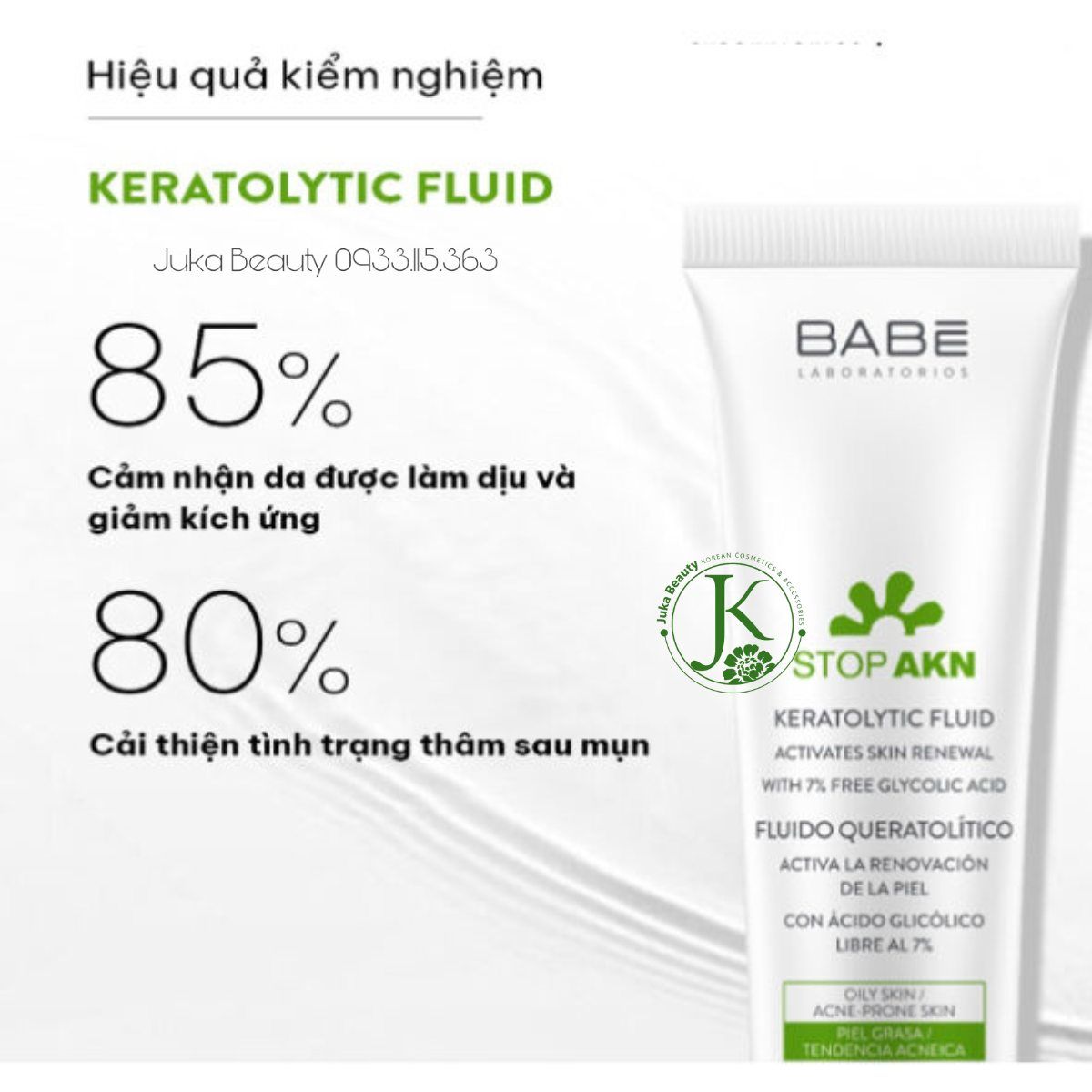  Tẩy Tế Bào Chết Chuyên Sâu Da Mụn Babe Laboratorios Stop Akn Keratolytic Fluid 30ml 