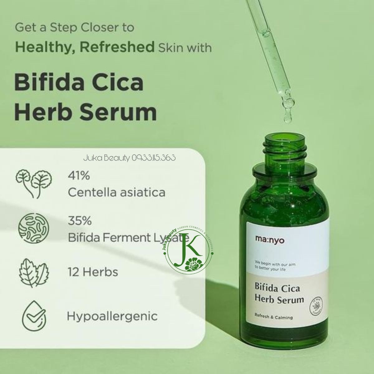 Tinh Chất Rau Má, Phục Hồi Da Manyo Bifida Cica Herb Serum 50ml