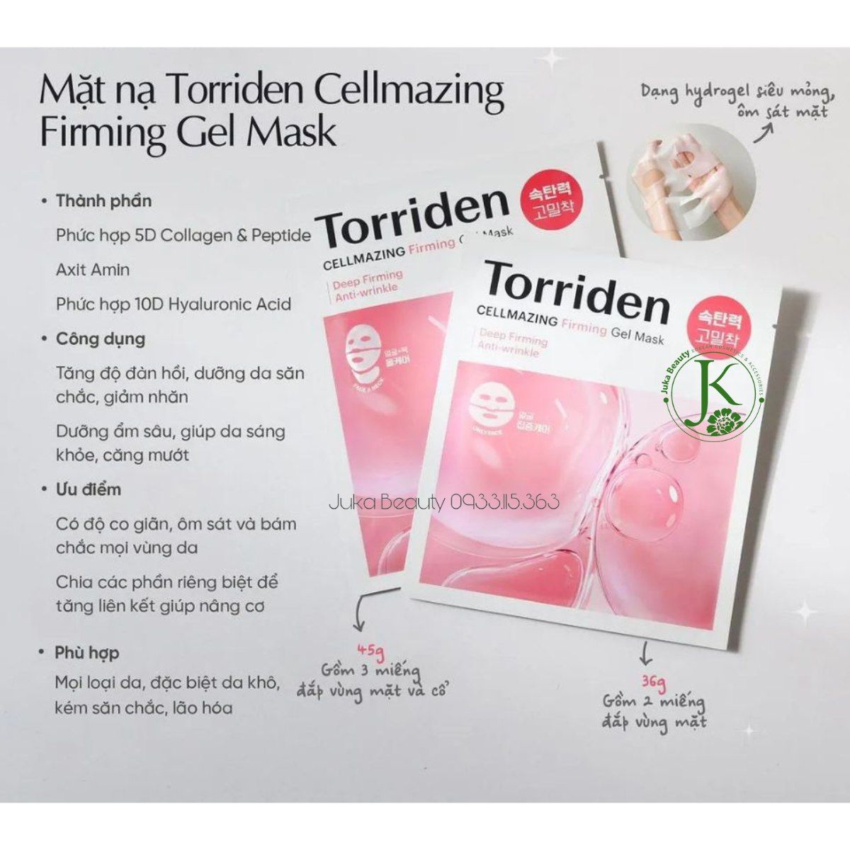 (HỒNG) Mặt Nạ Giấy Torriden Cellmazing Firming Gel Mask 36g