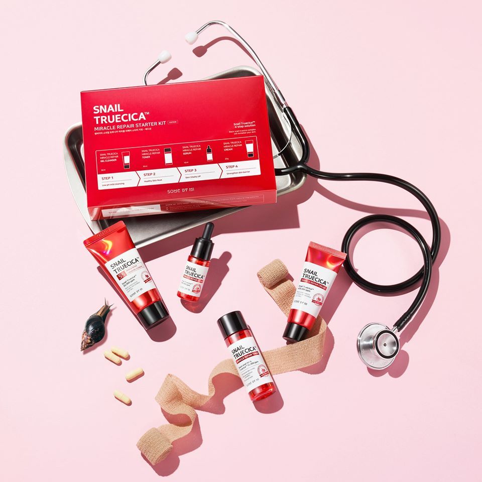 Bộ chăm sóc da làm mờ sẹo rỗ Some By Mi Snail Truecica Miracle Repair Starter Kit (4 Items)