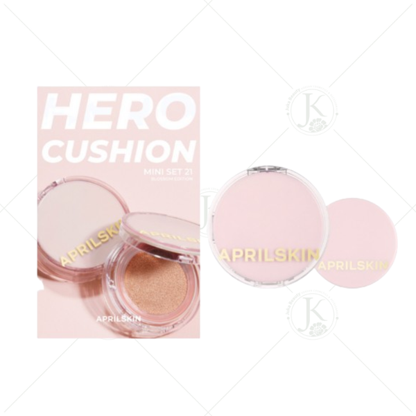  [BLOSSOM EDITION 12g+3.5g] Set Phấn Nước April Skin Hero Cushion Mini Set SPF50+ Pa+++++ 