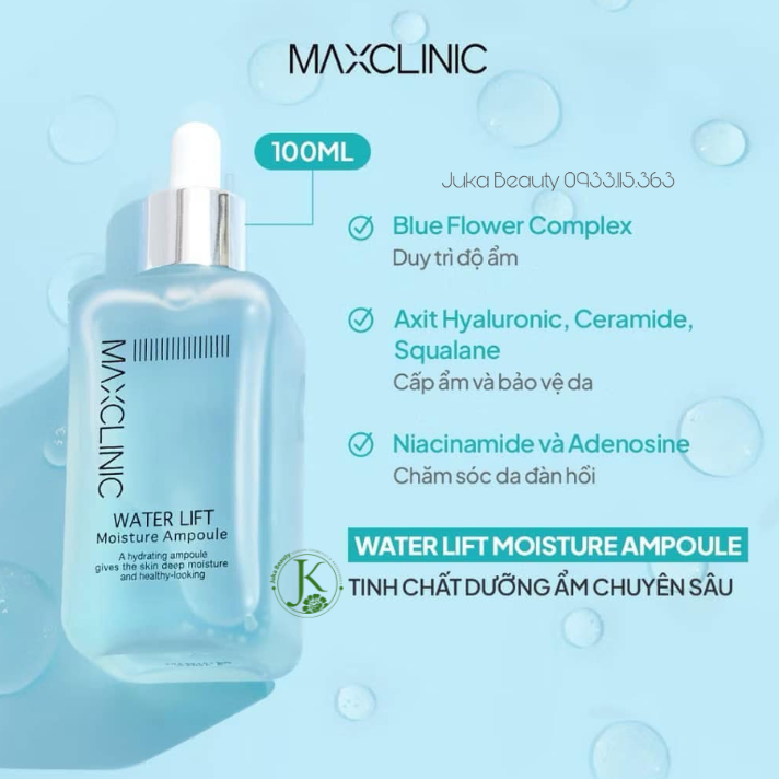 Tinh Chất Dưỡng Ẩm, Cấp Nước Maxclinic WATER LIFT Moisture Ampoule 100ml