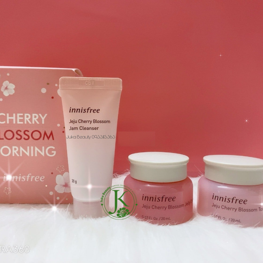 Set dưỡng trắng da 3 món Innisfree Jeju Cherry Blossom Morning Kit Set