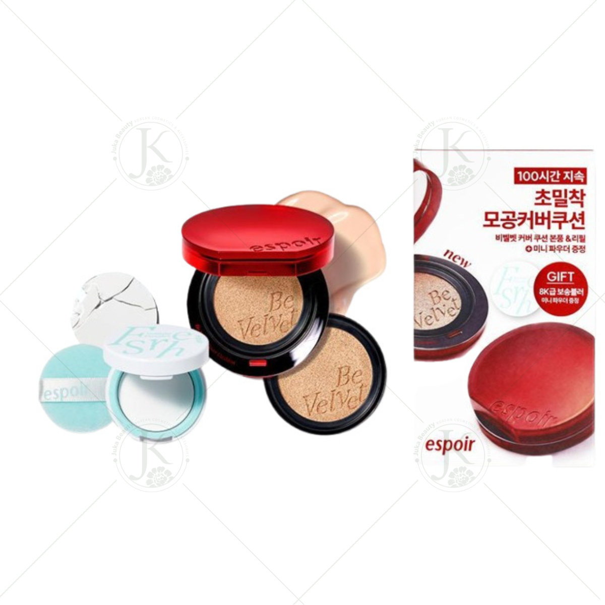 Phấn Nước Che Phủ Khuyết Điểm, Lâu Trôi Espoir Be Velvet Cover Cushion SPF42 PA++ 13g*2 (TẶNG PHẤN PHỦ MINI 3G)