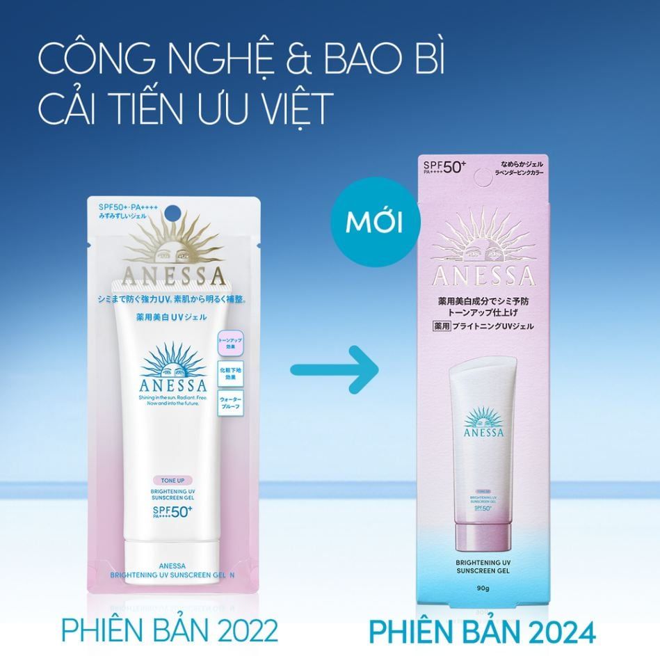 Kem Chống Nắng Dạng Gel Nâng Tone, Hiệu Chỉnh Màu Da Anessa TONE UP Brightening UV Sunscreen Gel SPF50+ PA++++ 90g (NEW 2024)