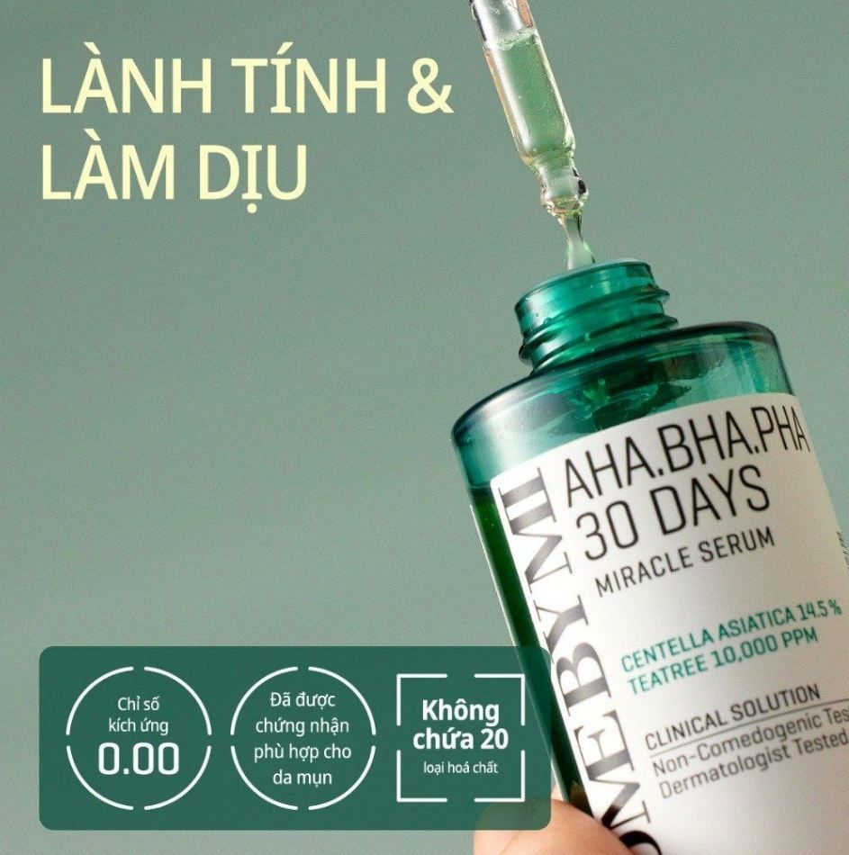(Mẫu mới) Tinh chất giảm mụn, làm dịu da Some By Mi AHA BHA PHA 30 Days Miracle Serum 50ml