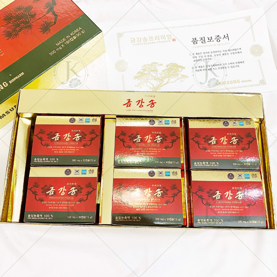 Viên uống tinh dầu Thông Đỏ chăm sóc sức khỏe Bio Pharm - Kumgangsong Premium (500mg*180 viên)