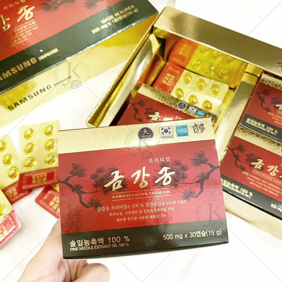 Viên uống tinh dầu Thông Đỏ chăm sóc sức khỏe Bio Pharm - Kumgangsong Premium (500mg*180 viên)