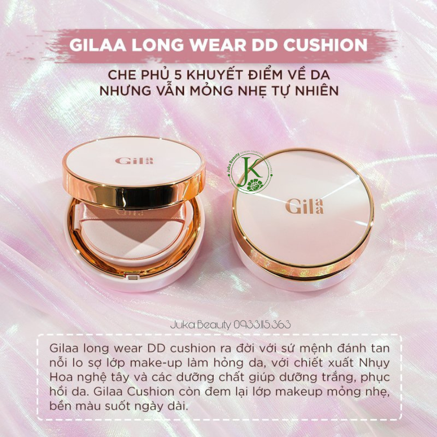 Phấn Nước Kiềm Dầu Che Phủ Tốt Gilaa Long Wear DD Cushion SPF50+ PA+++ 13g