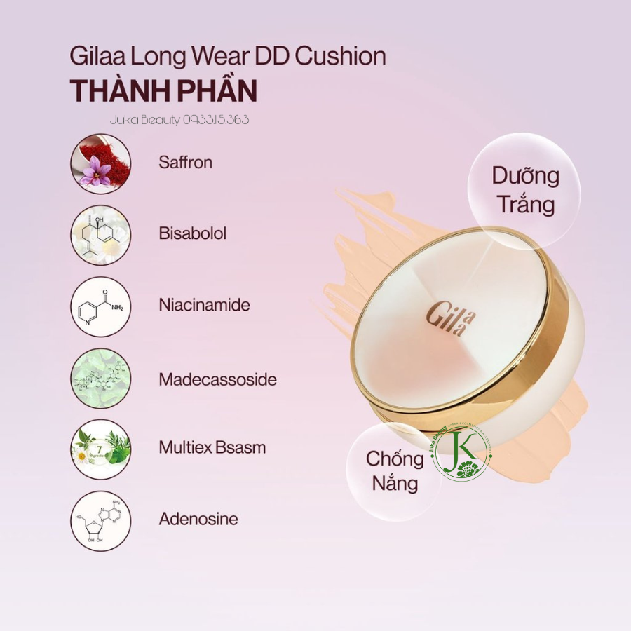 Phấn Nước Kiềm Dầu Che Phủ Tốt Gilaa Long Wear DD Cushion SPF50+ PA+++ 13g