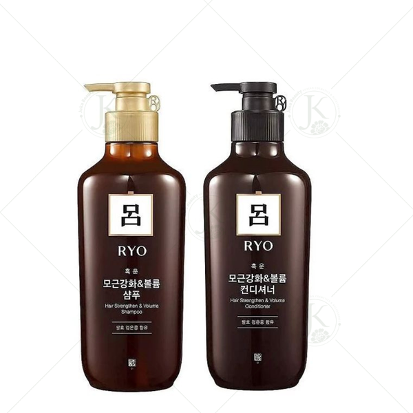 Bộ Dầu Gội Xả Thảo Dược Làm Phồng Chân Tóc Ryo Hair Strengthen & Volume 550ml (Nâu)