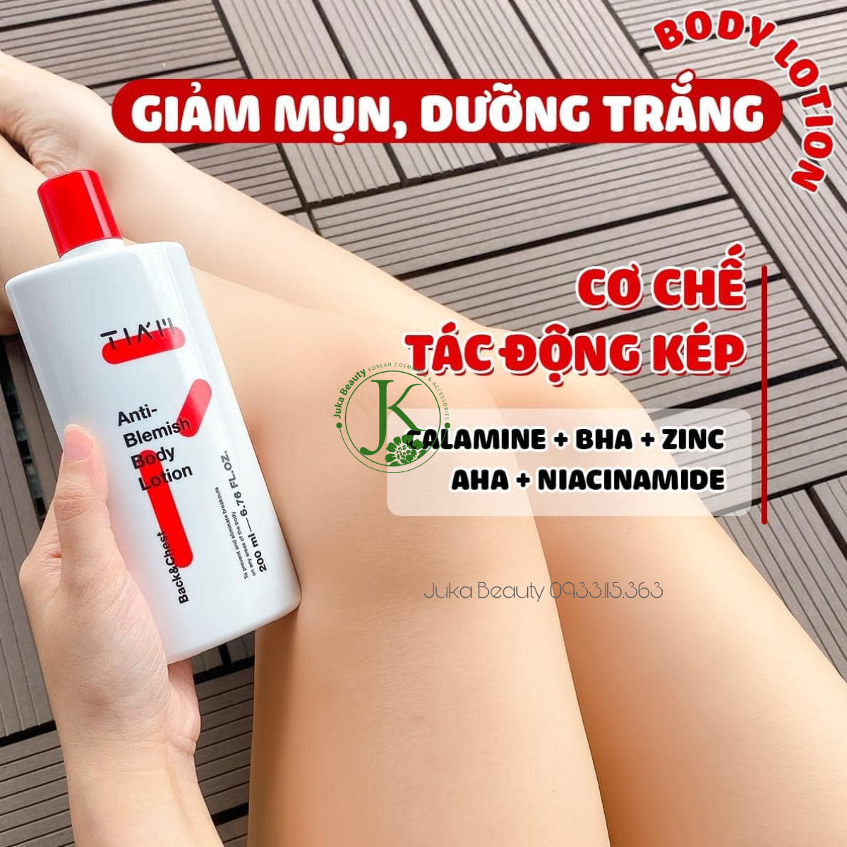 Sữa Dưỡng Thể Giảm Mụn, Dưỡng Trắng Tiam Anti-Blemish Body Lotion 200ml