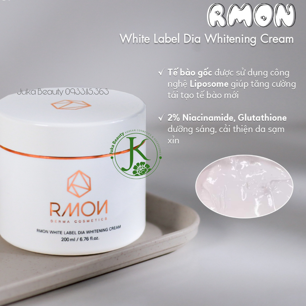 Kem Dưỡng Trắng Tế Bào Gốc Body Rmon White Label Dia Whitening Cream 200ml