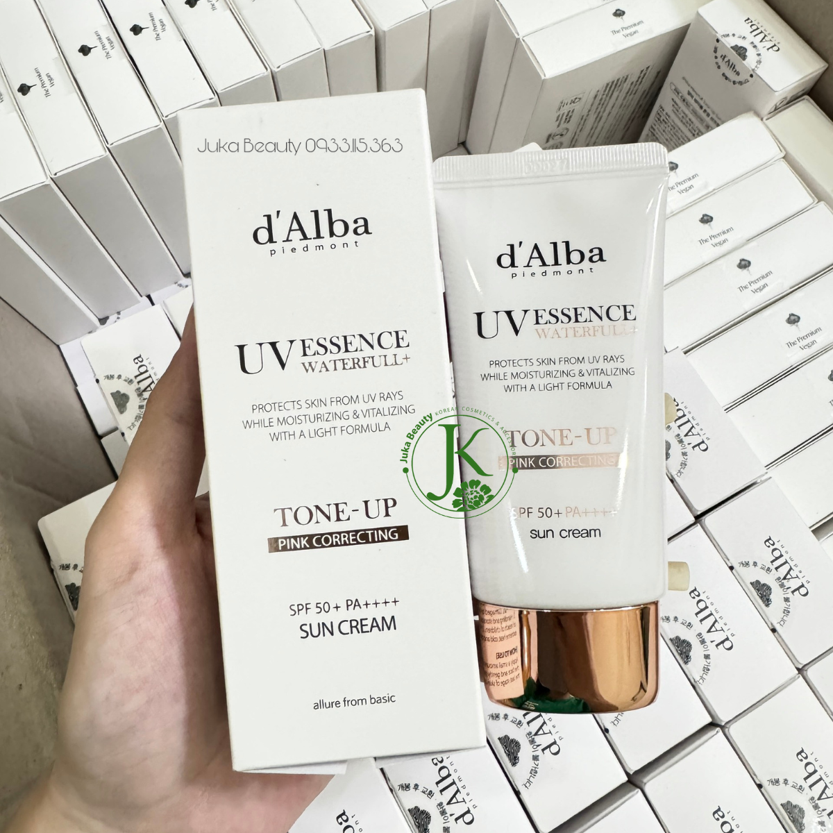 (HỒNG) Kem Chống Nắng Nâng Tone Tự Nhiên d'Alba Waterfull TONE UP PINK Correcting Sun Cream SPF50+ PA++++