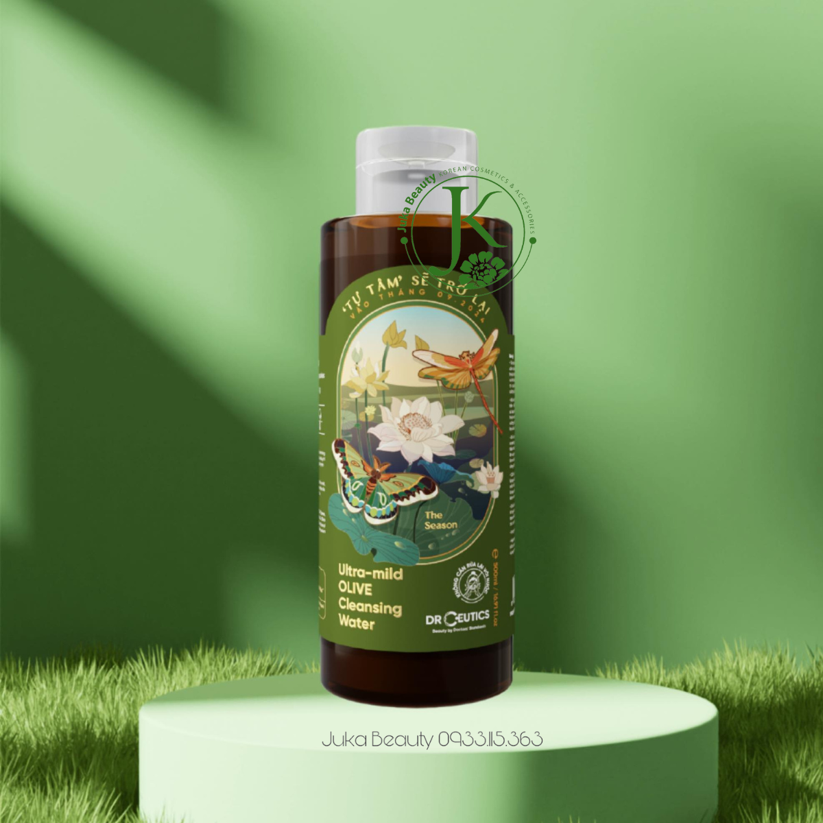 Nước Tẩy Trang Sạch Sâu Da, Dưỡng ẩm DRCEUTICS Ultra Mild Olive Cleansing Water 500ml (Phiên bản Tự Tâm)