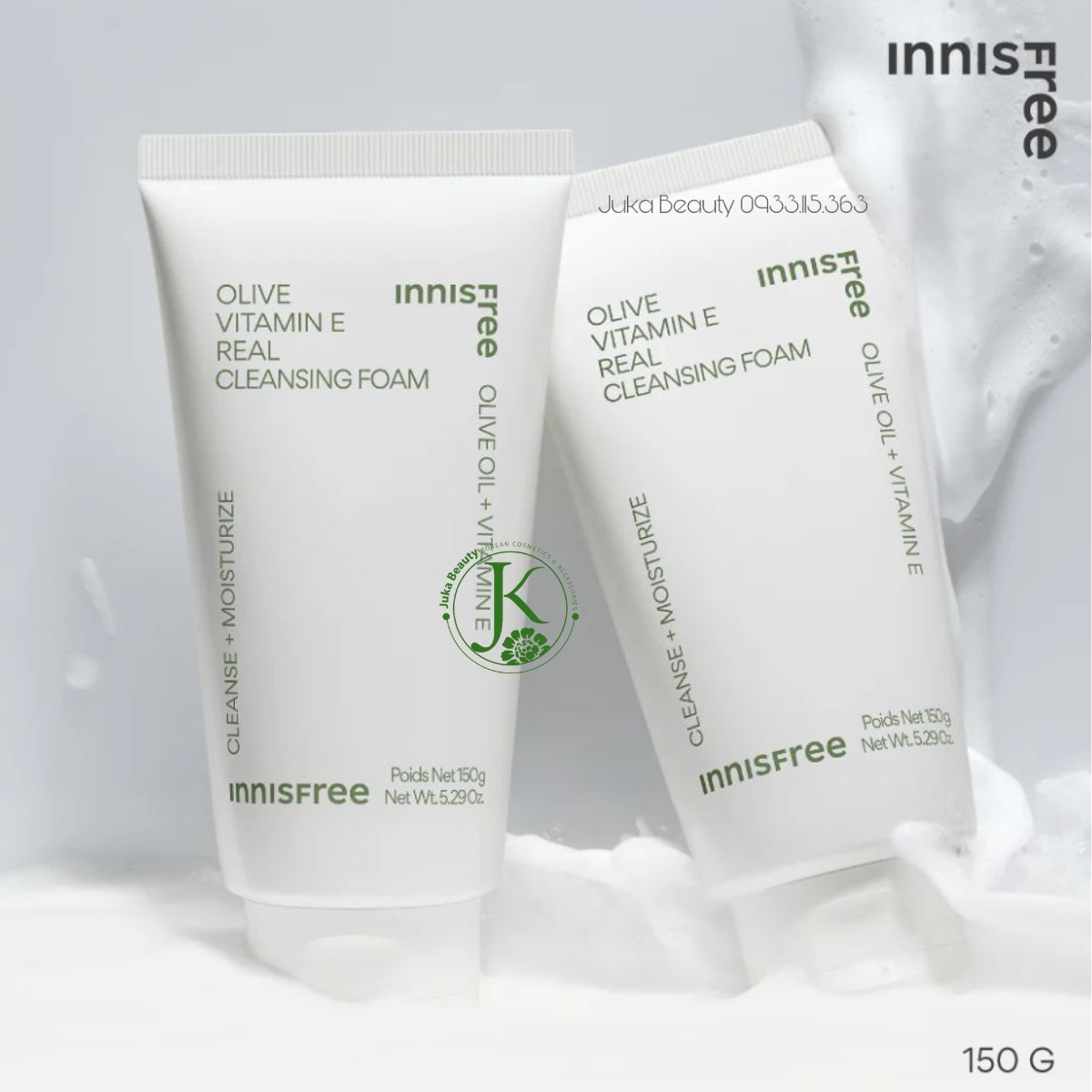  (NEW) Sữa Rửa Mặt Dưỡng ẩm sâu Innisfree Olive Vitamin E Real Cleansing Foam 150g 