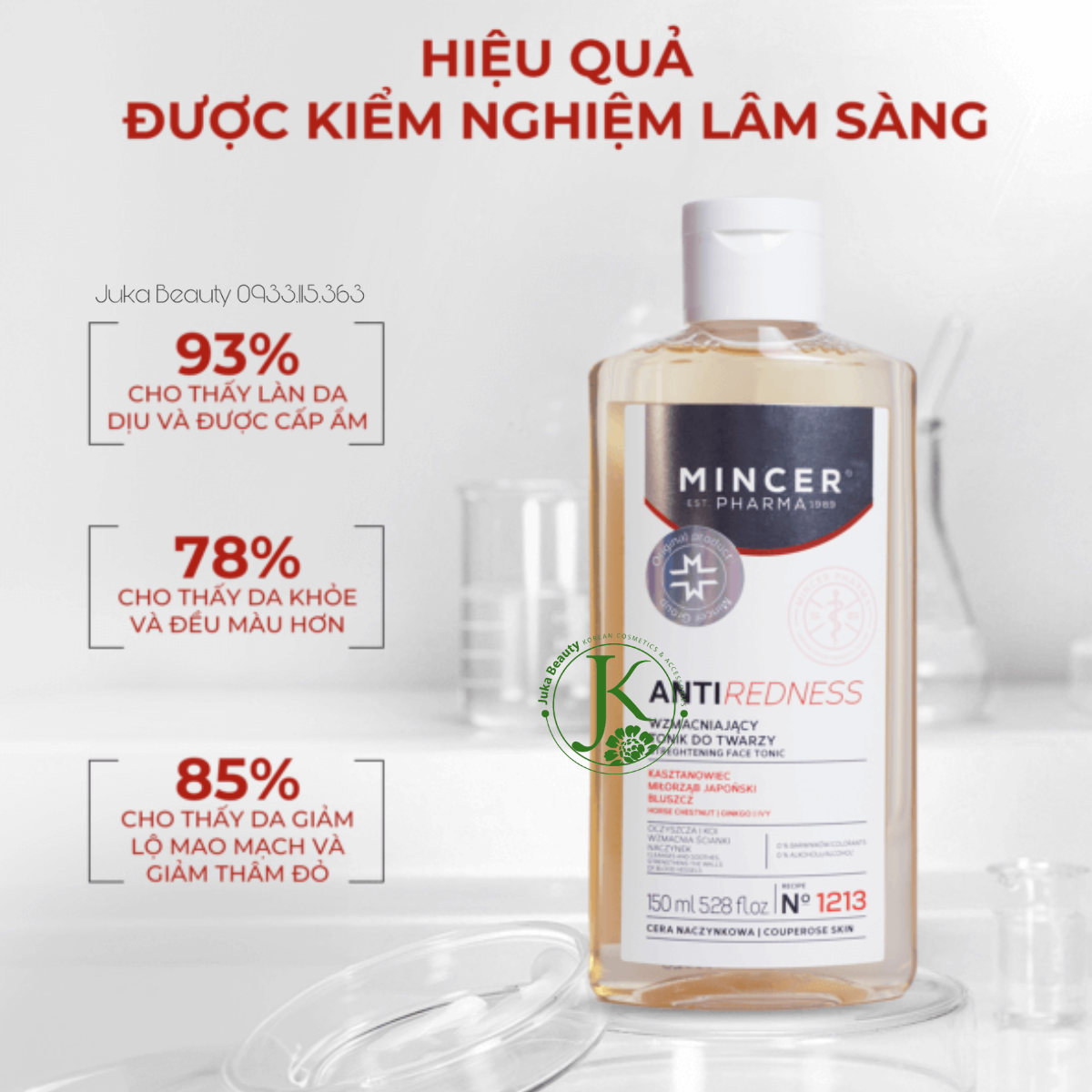 Nước Cân Bằng Chống Đỏ, Giảm Lộ Mao Mạch Trên Da Mincer Pharma Anti Redness Streghtening Face Toner 150ml