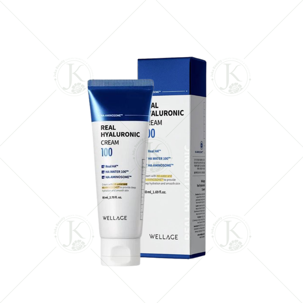 Kem Dưỡng ẩm, Làm Dịu Da Wellage Real HYALURONIC 100 Cream 50ml (XANH DƯƠNG)