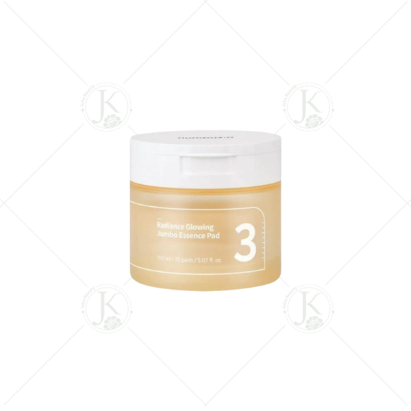  Toner Pad Dưỡng ẩm, Dưỡng Sáng Da Numbuzin No.3 Radiance Glowing Jumbo Essence Pad 150ml (70 miếng) 