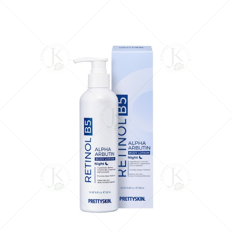 Dưỡng Thể Trắng Da Ban Đêm Body Treatment PrettySkin Retinol B5 Alpha Arbutin Body Lotion 250ml (XANH)