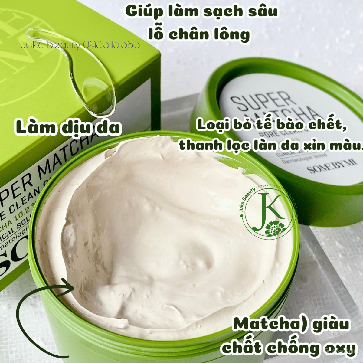 (Mẫu mới) Mặt nạ đất sét kiềm dầu, thu nhỏ lỗ chân lông Some By Mi Super Matcha Pore Clean Clay Mask 100g