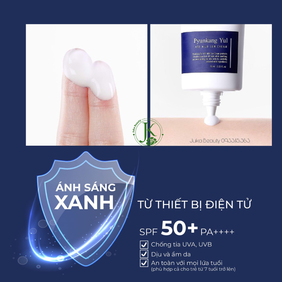 Kem Chống Nắng Phổ Rộng Phục Hồi Cho Da Nhạy Cảm Pyunkang Yul Ato Mild Sun Cream SPF50+ PA++++ 75ml
