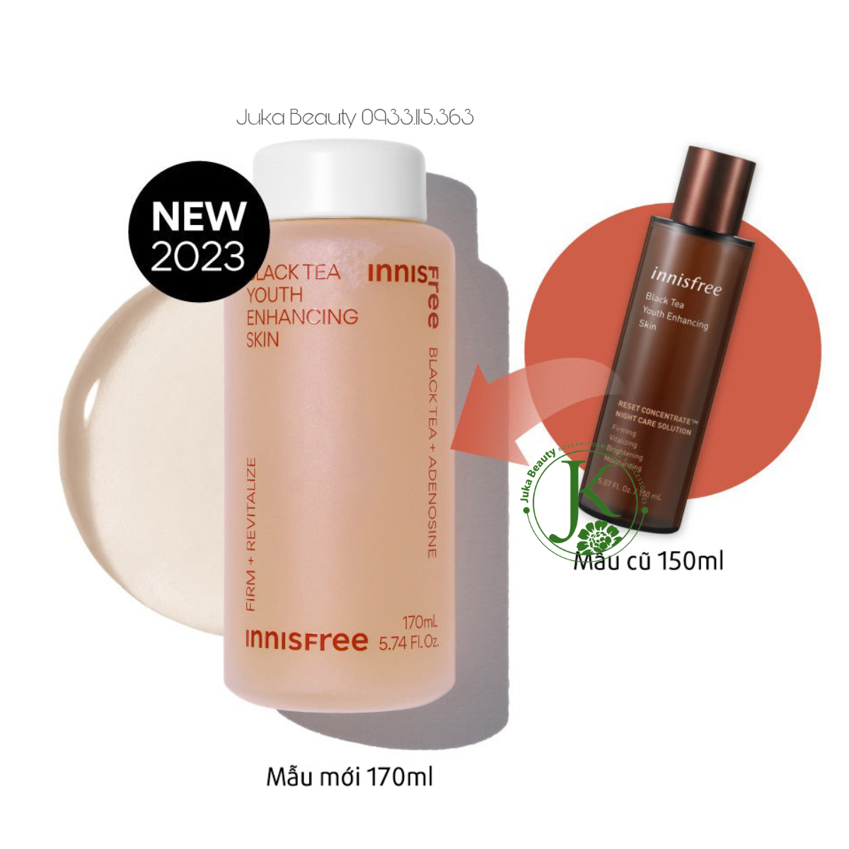 (NEW) Nước Hoa Hồng Dưỡng ẩm Chống Lão Hóa, Phục Hồi Da Innisfree Black Tea Youth Enhancing Skin 170mL
