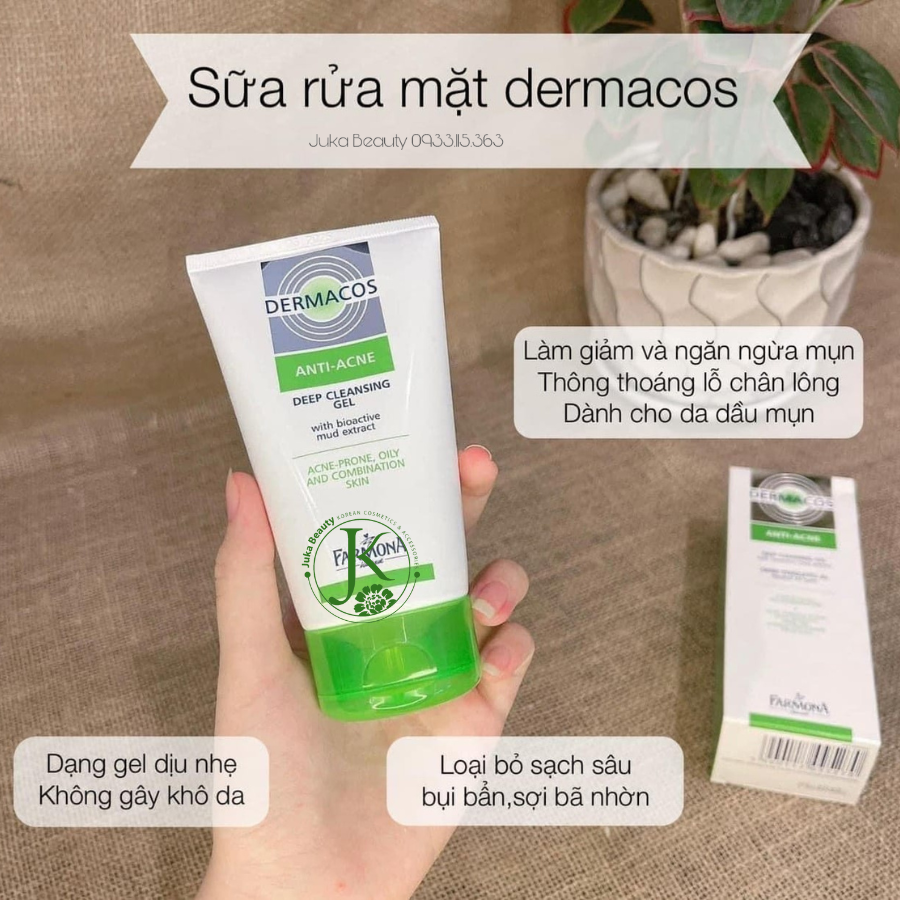 Sữa Rửa Mặt Sạch Sâu, Ngừa Mụn Dermacos Anti-Acne Deep Cleansing Gel 150ml