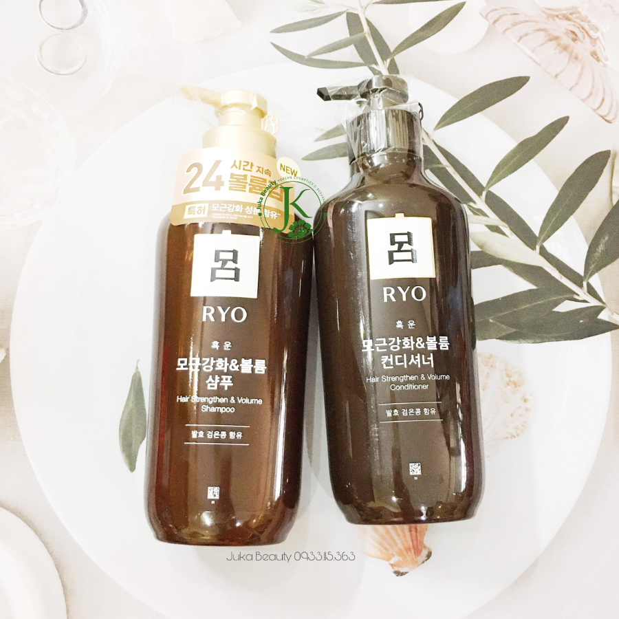 Bộ Dầu Gội Xả Thảo Dược Làm Phồng Chân Tóc Ryo Hair Strengthen & Volume 550ml (Nâu)