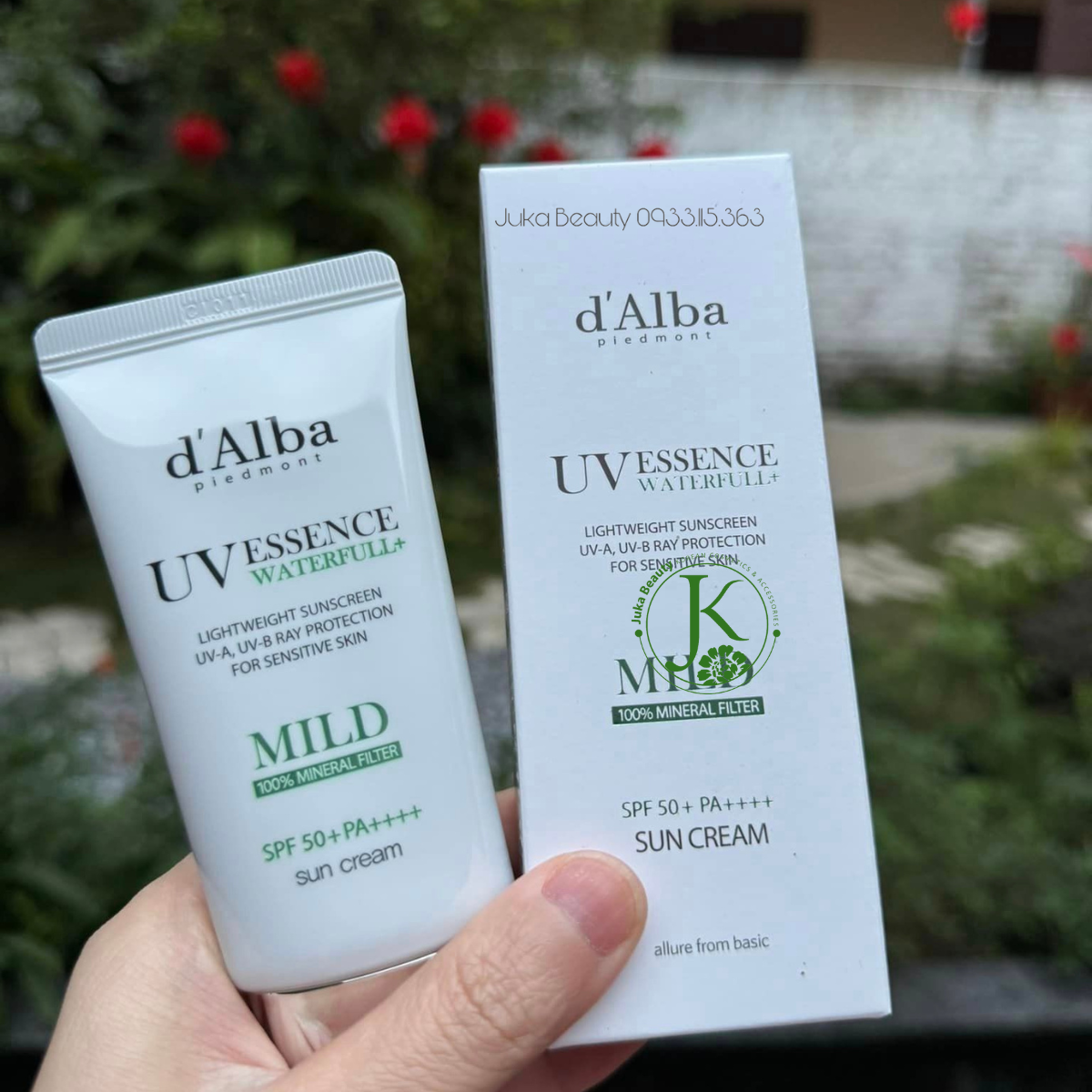 (XANH LÁ) Kem Chống Nắng Dịu Da, Không Nâng Tone D'Alba Waterfull MILD Sun Cream SPF50+ PA++++ 50ml