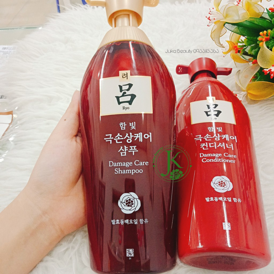 Bộ Gội Xả Thảo Dược Hoàng Cung Phục Hồi Tóc Ryo Damage Care & Nourishing Set 550ml (Đỏ)