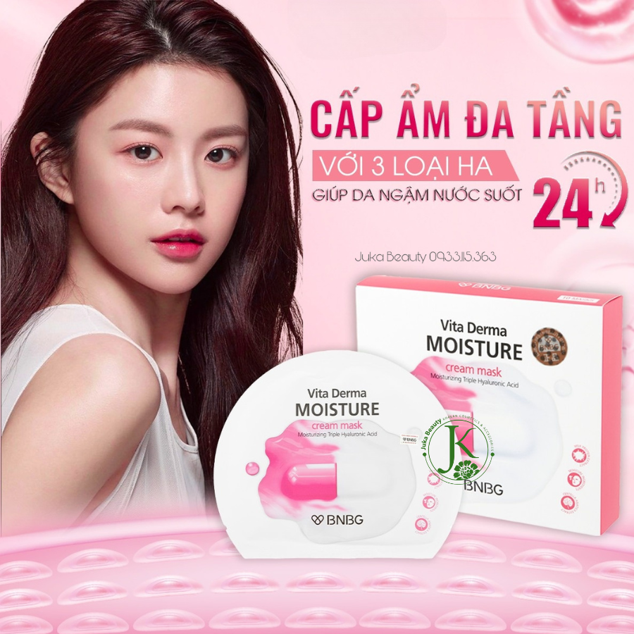 Mặt Nạ Kem Dưỡng Da ẩm Mịn BNBG Vita Derma Moisture Cream Mask 30ml (Hồng)